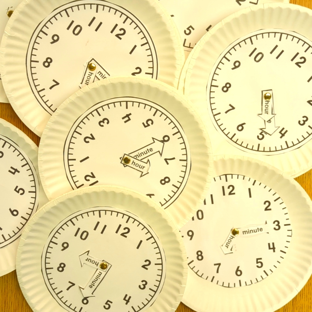 Lot of Paper Plate Clocks, Set of 20